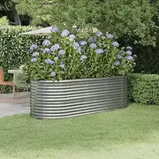 Generic Garden Raised Bed Powder-Coated Steel 224x80x68 cm Silver,318957