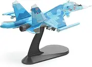 NUOTIE Sukhoi SU-34 Flanker 1/100 Diecast Metal Aircraft Model Kit Military Fighter Alloy Pre-Build Replica Airplane Model with Display Stand for Enthusiasts Collections or Gift