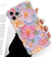 rafamau Floral Case for iPhone 11 Pro, Curly Wave Frame Flower Phone Case for Girls Women Soft Protective Cover for iPhone 11 Pro 5.8 inch