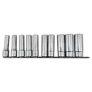 Ko-Ken 10pc 1/2" Dr 6pt Metric Deep Socket Set on Rail