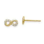 14k 14kt Yellow Gold Madi K CZ Infinity Symbol Post Earrings