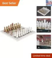 Marble Chess Set 12 Inches White and Green Onyx Handmade Chess Sets for Adult...