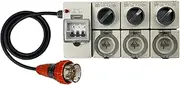 Power Board 5 Pin 32 Amp Three Phase to 3 x 3 Pin 20 Amp Flat Single Phase Outlet RCBO Protected