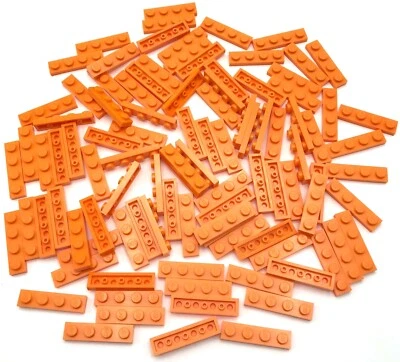 Lego 100 New Orange Plates 1 x 4 Stud Pieces