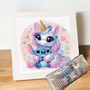 Unicorn Diamond Painting Kit Blue Alien Kids Adult Diamond Art Canvas Cute Gift