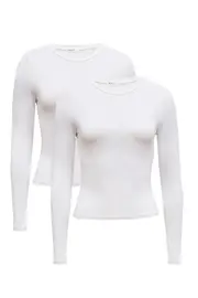 [Supre] Supre - Multipack 2pk Luxe Long Sleeve Longline Tee - White 2XL White