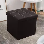 Folding Storage Bench Ottoman Storage Cube Boxes Footrest Stool Seat for Bedroom Hallway Small Faux Leather Ottomans for Living Room, End of Bed Bench with Padded Seat Square Holds up to 250lbs 15in