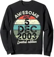 [X.Style] 20 Year Old Birthday Tshirt 5 December 2003 20th Birthday Sweatshirt ds238 Sweatshirt (XL) Black