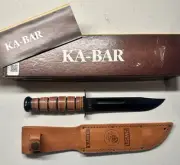 KaBar 1217 Fighting/Utility Knife USMC Leather Sheath Straight Edge