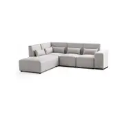 Foret 5 Seater Sofa Modular Corner Lounge Couch Fabric Left Chaise Ottoman Beige L Shape