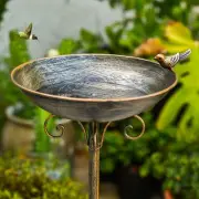 11.4" W*27.6" H Cast Iron Pedestal Bird Baths for Outdoors, Vintage Metal Bir...