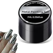 Silver Gel Nail Polish, 7ml Silver Liner Gel Polish, High Glossy Metal Painting Nail Polish, Reflective Effect Painted Drawing Nail Gel for Manicure