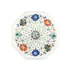 12" Marble Corner Side Table Top Inlay Semi Precious Stone Handmade Decorative