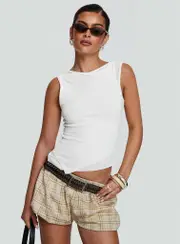 Kordelia Bubble Hem Shorts Green Check
