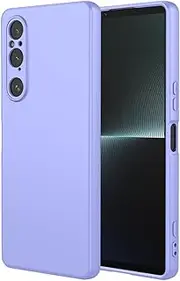 [UPLAI] Case for Sony Xperia 1 V, Ultra Thin Silky Liquid Silicone Shockproof Cover with Premium Fiber Lining, Soft TPU Fashion Elegant Case. Purple
