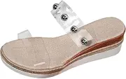 [Generic] Women Slippers Head Open Toe Hollow Leisure Slope with Thick Bottom Slippers Women's Size 8 Hard Sole