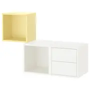 EKET wall-mounted storage combination, white/pale yellow, 105x35x70 cm