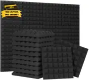 24 Pack-12 X 12 X 2 Inches Pyramid Designed Acoustic Foam Panels, Sound Proof F