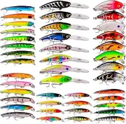 Labymos 43Piece Fishing Lures Kit Soft Hard Fishing Lures Baits Set with Hooks for Saltwater and Water Fishing Gear Gifts for Men