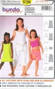 Pattern Burda Sewing Pattern Girl Knit Dress Top Capris Skirt Sz 4-12 NEW