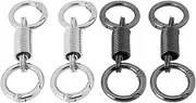 Create idea 4pcs Nordic Retro Spring Double Keychain Spring Shaped Keychain Retro Style Double Ring Keychain Spring Keychain 73x24mm Silver Black