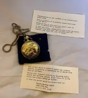 Vintage 60s Futura Gold Eagle Pocket Watch 46mm Floral Dial w/ Chain