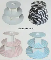 1 Set Card Paper 12x10" Cupcake 3 Tiers Cake Stand/Tea Party/Display M2-Color