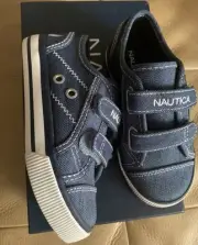 NAUTICA BOYS COLBURN / NAVY WASHED HOOK & LOOP BOAT DECK SHOES SNEAKERS SIZE 9