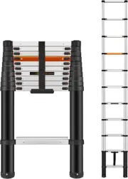 Telescoping Ladder 10.8 FT Aluminum Lightweight Extension Ladder, Extend & Climb