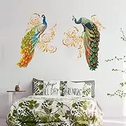 AnFigure Peacock Wall Stickers for Living Room Bedroom Bathroom Wall Decals Kitchen Bird Animal Pictures Mirror Tv Furniture Family Pictures Decoracion Furniture Baby Boys Girls Home Big Wall Decor