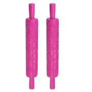 2pcs Pattern Embossed Rolling Pin PP 37cm x 5cm Rose Heart