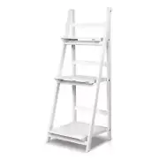 NNEDSZ Display Shelf 3 Tier Wooden Ladder Stand Storage Book Shelves Rack White