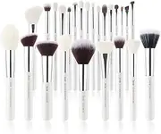 Jessup Brand 25pcs Professional Makeup Brush Set Beauty Cosmetic Foundation Powder Blush Eyeshadow Blending Natural-Synthetic Hair Brushes set (Pearl White+Silver), T235