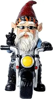 Funny Garden Motorbike Gnomes Statue, Decorative Interesting Resin Dwarf Decor, Small Outdoor Waterproof Art Ornament for Lanyard, Balcony