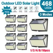 468 LED Solar Powered PIR Motion Sensor Garden Flood Light Outdoor Security Lamp