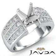 3Row Semi Mount Princess Round Channel Set Diamond Engagement Ring 14k Gold 1Ctw