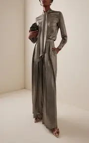 [Martin Grant] Metallic Silk-Blend Wide-Leg Pants