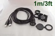 Auto Car Dashboard Flush Mount Dual USB 2.0 Extension Lead Cable Mount Panel 3FT