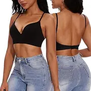 [ForBaysy] Push Up Bra for Women Full Coverage Underwired Deep V Plunge Bra Seamless Low Back Bra with Convertible Straps T-Shirt Bra