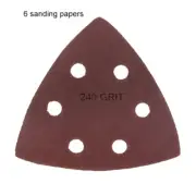 Large Triangular Size 240 Grit Hook & Loop Oscillating Sanding Sheets: 6 Pack