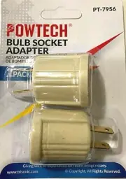 New Bulb Socket Adapter Converts 110V Plug to Screw Base Bulb PowTech Trisonic