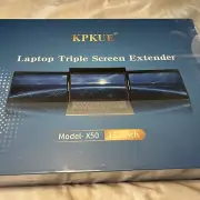 KPKUE X50 13.3" USB C Laptop Triple Screen Extender For Windows - Black - New