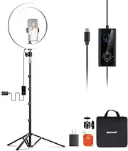 [NEEWER] 12" 24W High Power LED Ring Light with 71" Tripod Stand Phone Holder Compatible with iPhone for Video Recording Makeup Selfie Studio Streaming TikTok, Bi Color Ringlight Lighting, RH12B