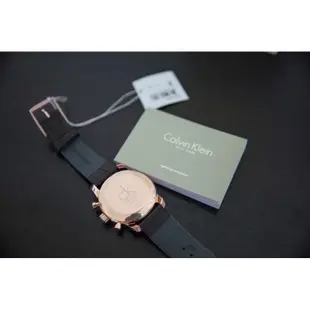 二手 CK手錶 Calvin Klein City三眼皮革錶-玫瑰金