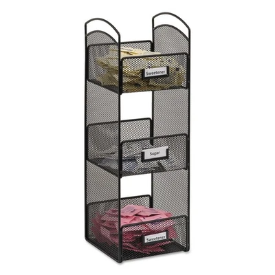 Safco 3290BL 6" x 6" x 18" 3 Compart Onyx Breakroom Organizers - Black New