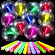 Vertintong 12 Pcs Glow in The Dark Neon Party Decorations Set 12 Pcs 12" Inflatable Neon Beach Balls 12 Glow Sticks Light up Beach Balls Toys Floating Swimming Pool Party Favors for Kids Adults