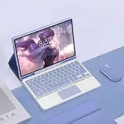 [Jarttarn] Touchpad Keyboard Case Compatible with Samsung Galaxy Tab S9 FE+ / S9 FE Plus 12.4 Inch (SM-X610/X616) Case Multi-Angle Stand for Mouse with Keyboard Case (Purple)