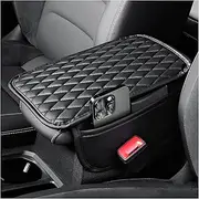 Arm Rest Cover for Car,Leather+Memory Foam Center Console Cover with Storage Bags,Universal Middle Console Cover Car Accessories Interior for Most Car Center Consoles (Black)