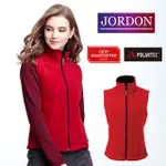 【JORDON 橋登】女款 WINDSTOPPER+POLARTEC 防風刷毛背心 (暗紅/黑色) #0620