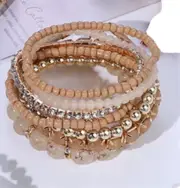 8 PC Handmade Bohemian Beaded Stackable Stretch Bracelet Set New Free Ship 5270